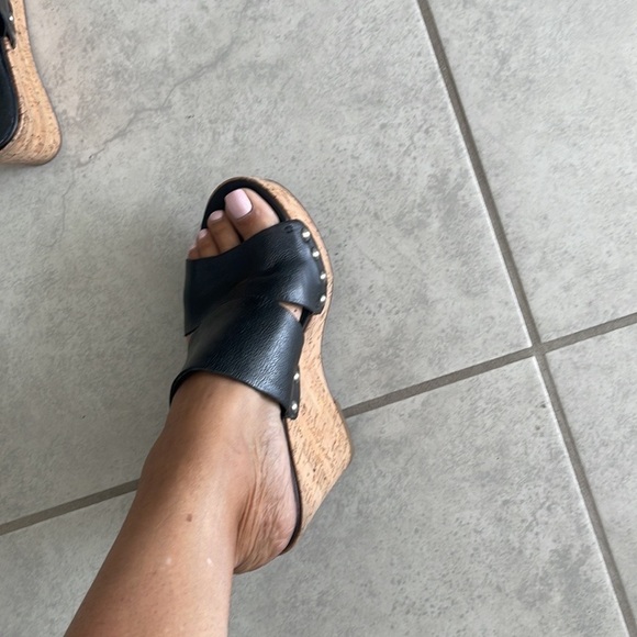 Nine West Black & Cork Wedge Sandals - Picture 4 of 5